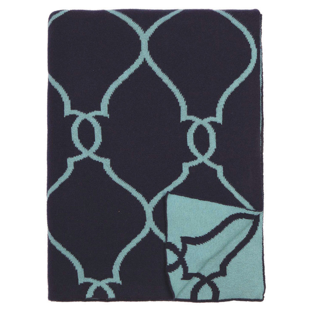 The Blue Lattice Reversible Patterned Throw