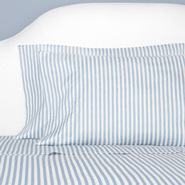 French Blue Striped Sheet Set  (Fitted, Flat, & Pillow Cases)