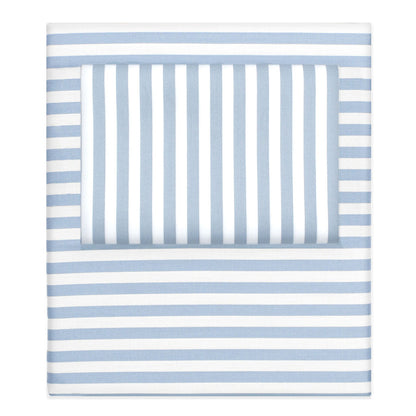 French Blue Striped Sheet Set  (Fitted, Flat, & Pillow Cases)