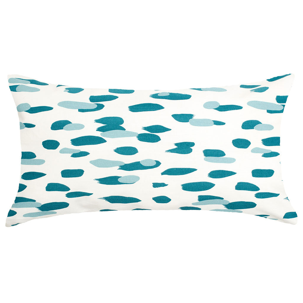 Teal Brushstrokes Throw Pillow