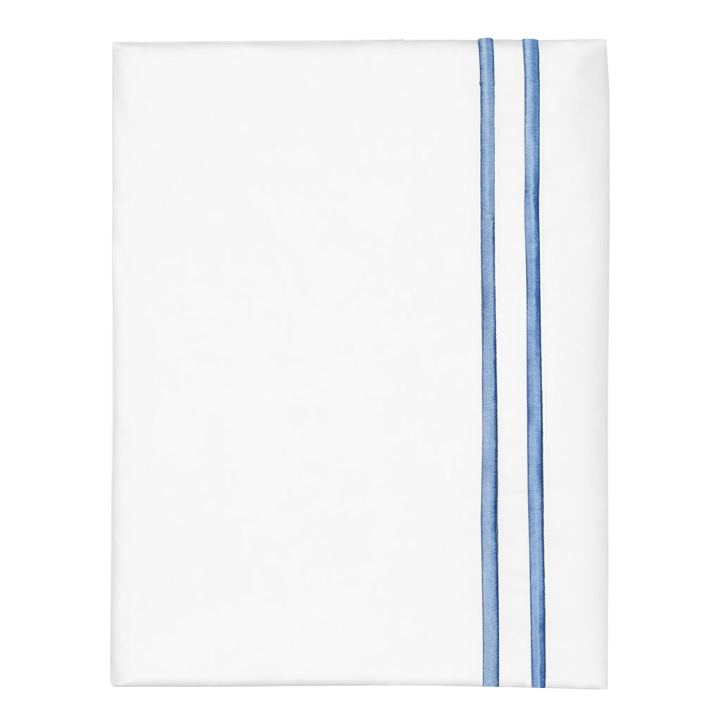 Coastal Blue Lines Embroidered Pillowcase Pair