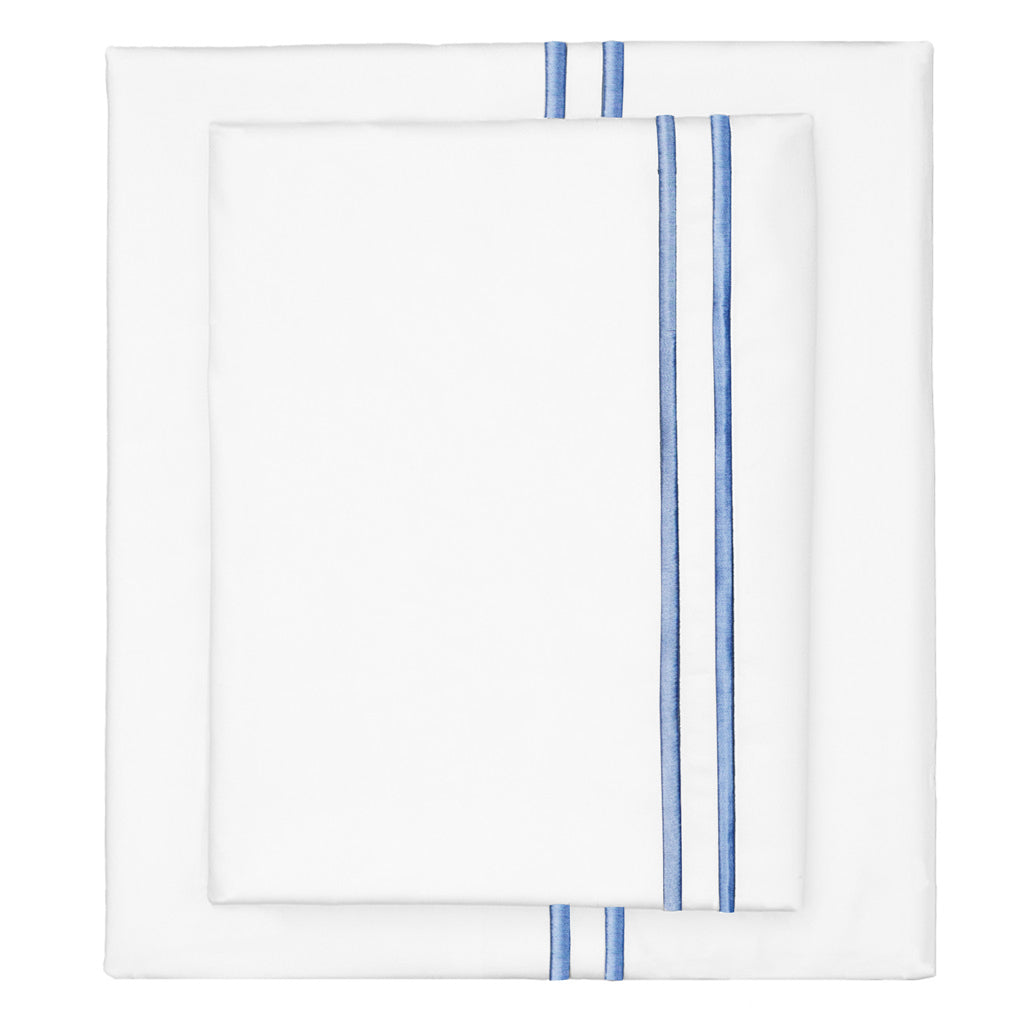 The Coastal Blue Lines Embroidered Sheet Set