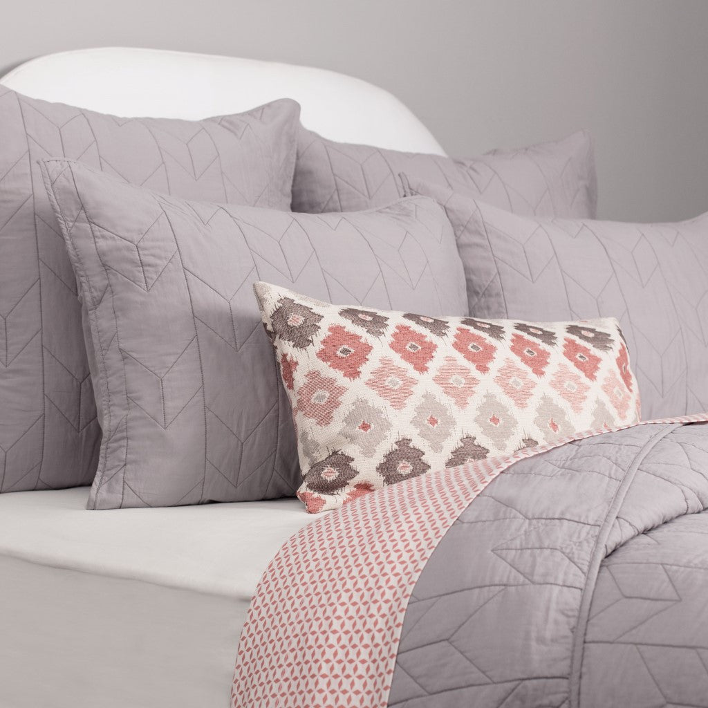 The Chevron Light Grey Quilt & Sham