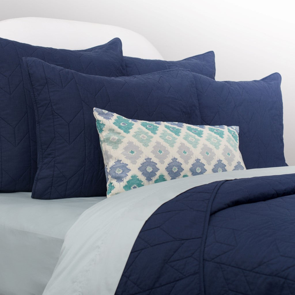 Navy Blue Chevron Quilt Euro Sham