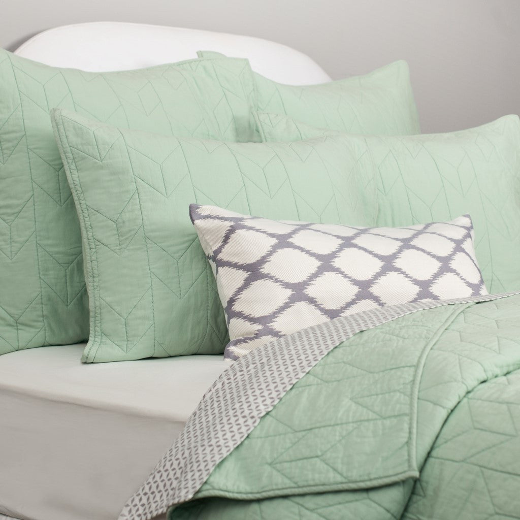 Seafoam Green Chevron Quilt Sham Pair