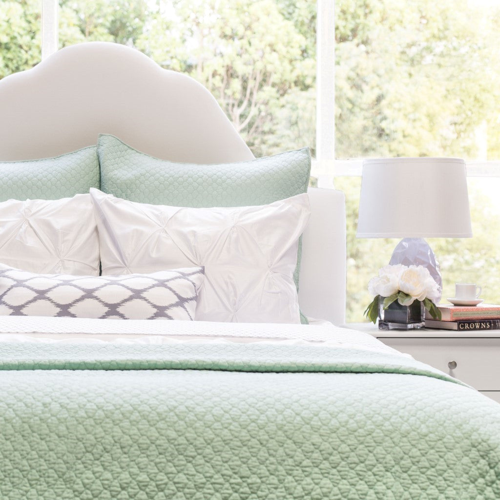 Seafoam Green Cloud Quilt Euro Sham