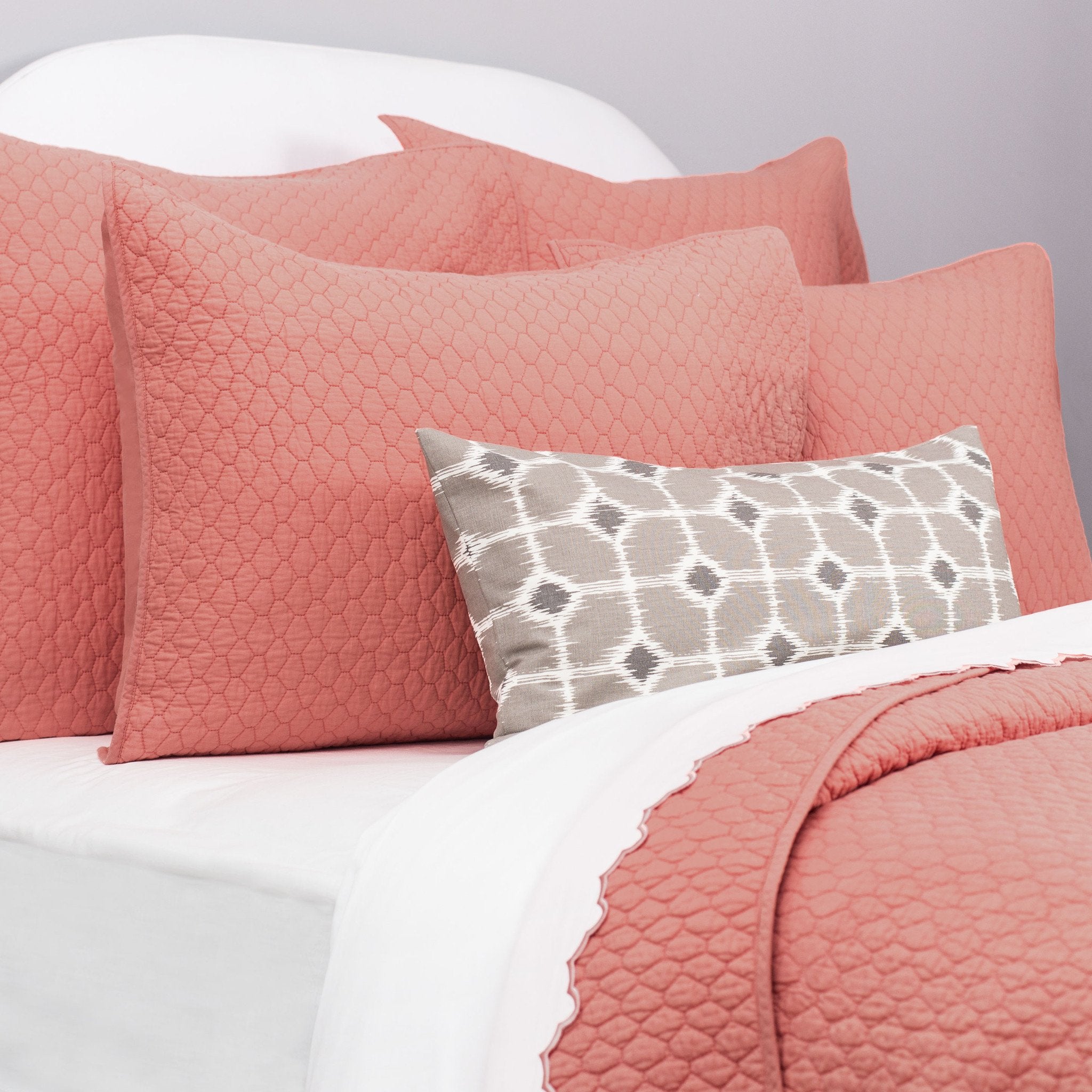 Coral colored pillow fashion shams