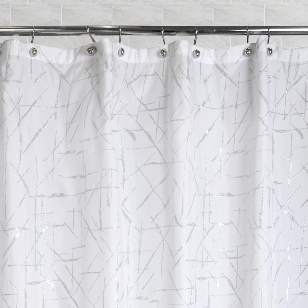 The Silver Scribbles Shower Curtain