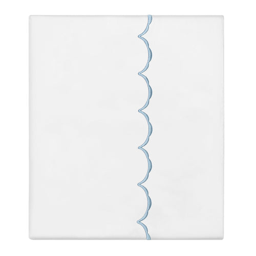 French Blue Wavelet Embroidered Flat Sheet