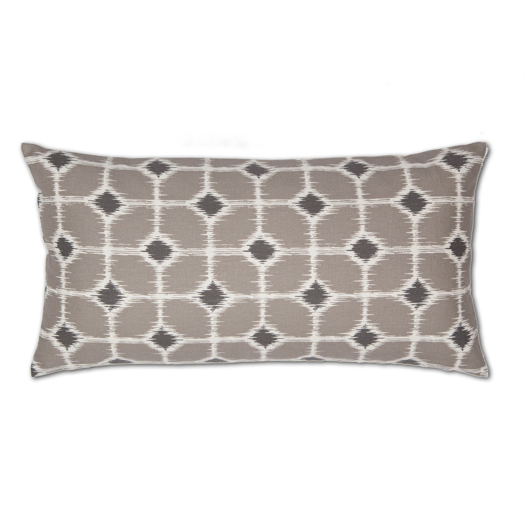 The Gray and White Ikat Diamonds Throw Pillow