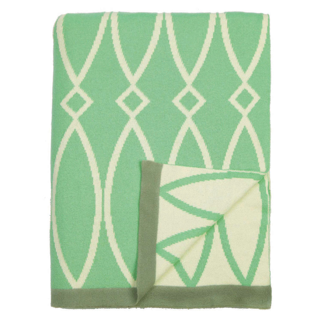 The Green Geometric Reversible Patterned Throw