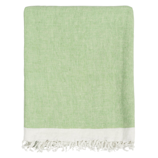 Green Solid Linen Throw