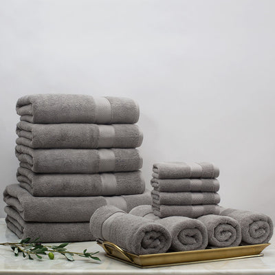 CHINO Grey Bath Towels Set, 2 Oversized Large Towels/2 Hand Towels/4  Washcloths,600 GSM Towel Bathroom Sets, Quick Dry Towel Soft Absorbent  Shower