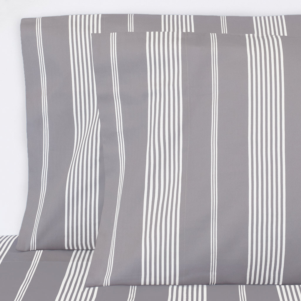 Grey Striped Seaport Pillowcase Pair