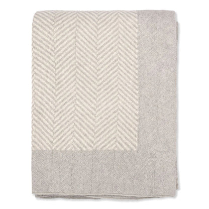 Light Grey Herringbone Bordered Throw