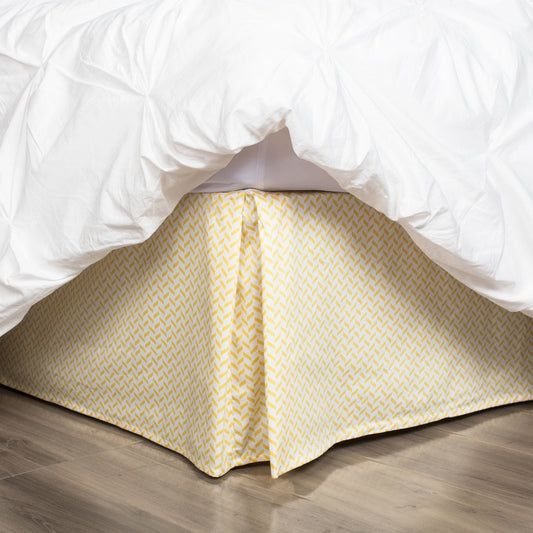 Yellow Herringbone Bed Skirt