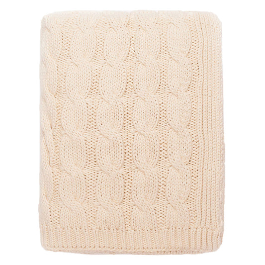 Ivory Large Cable Knit Throw