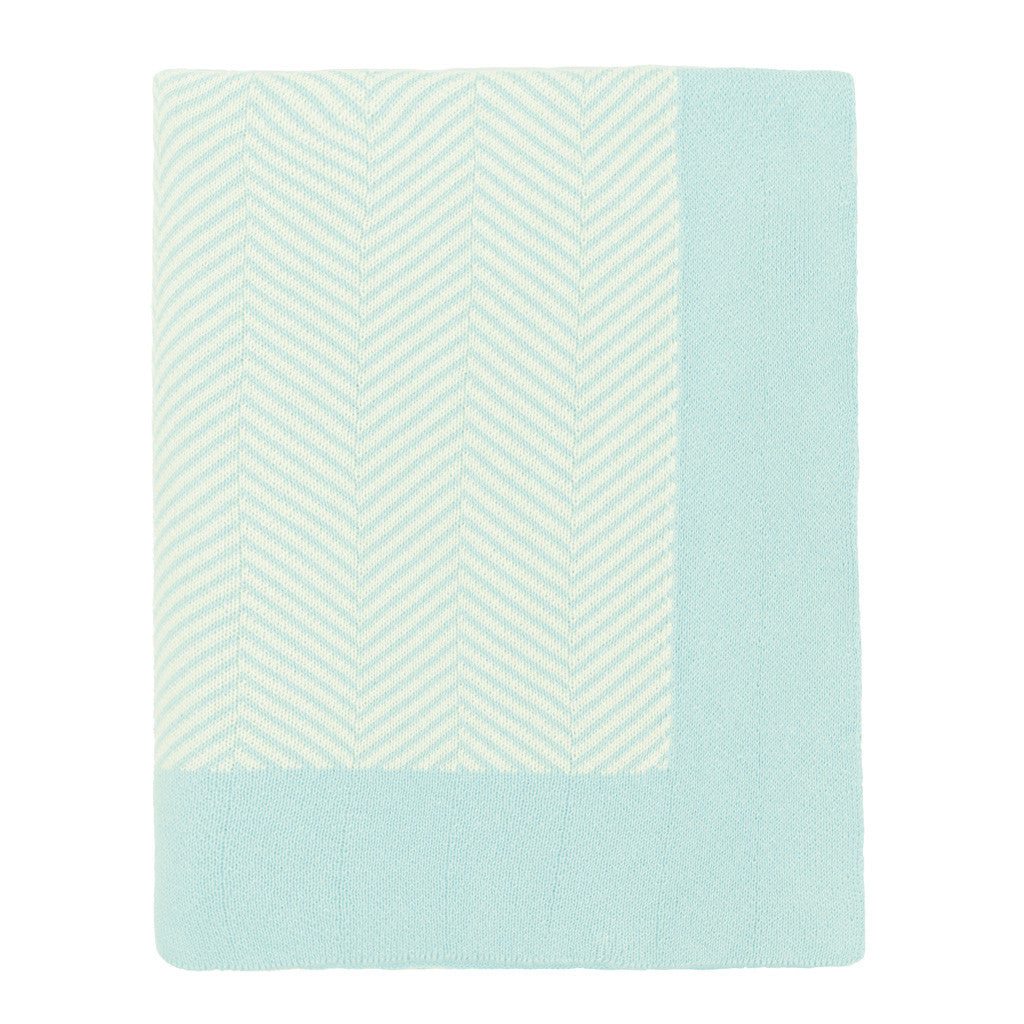 The Light Blue Border Herringbone Throw