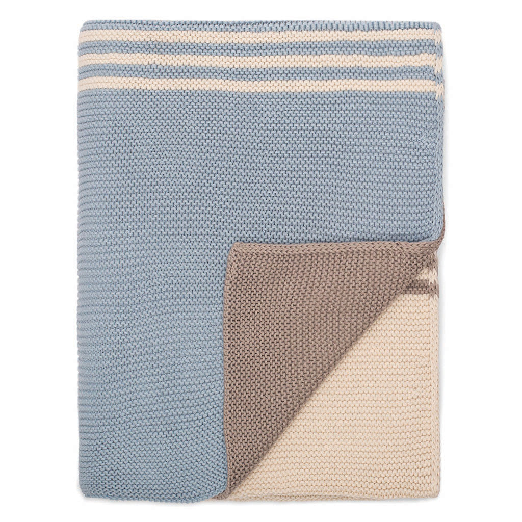 The Light Blue and Grey Striped Throw