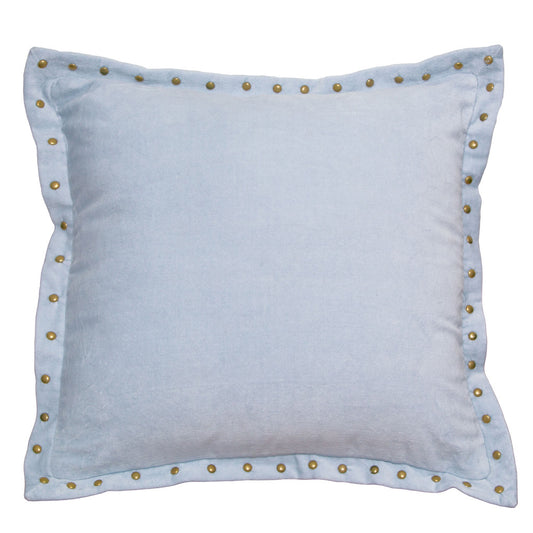 The Light Blue Studded Velvet Throw Pillow