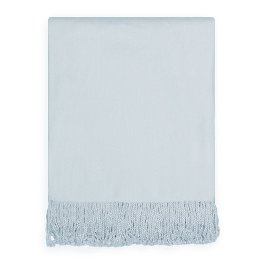 The Light Blue Fringed Throw Blanket