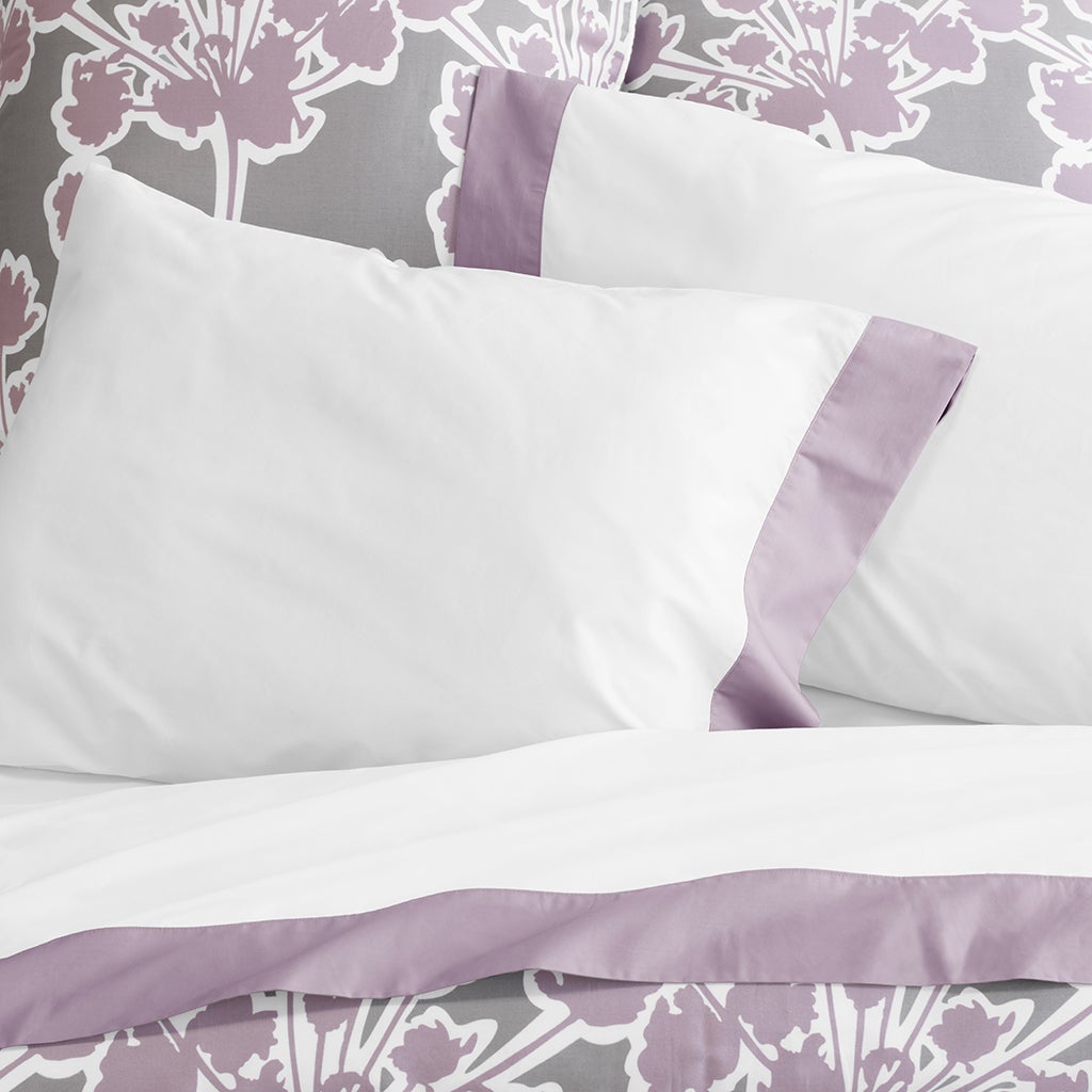 Lilac Purple Border Sheet Set  (Fitted, Flat, & Pillow Cases)