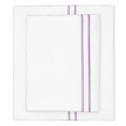 Lilac Purple Lines Embroidered Sheet Set (Fitted, Flat, & Pillow Cases)