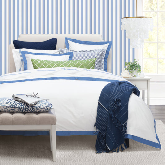 Capri Blue Linden Border Duvet Cover