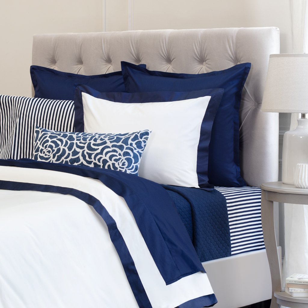 Navy Blue Striped Sheet Set (Fitted, Flat, & Pillow Cases)