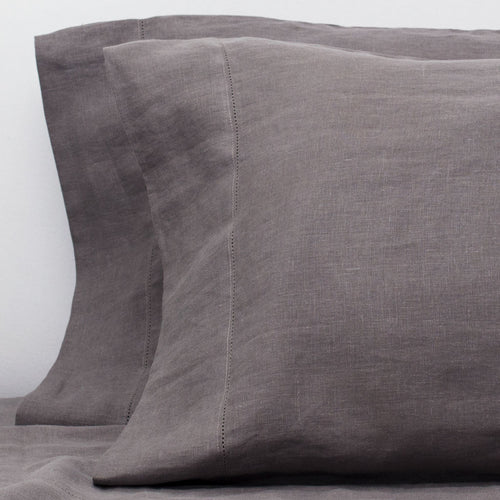 Grey Belgian Flax Linen Pillowcase Pair