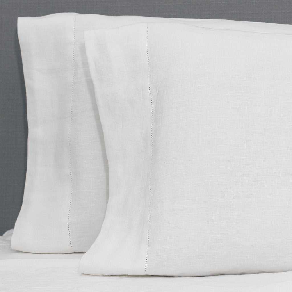 White Belgian Flax Linen Pillowcase Pair