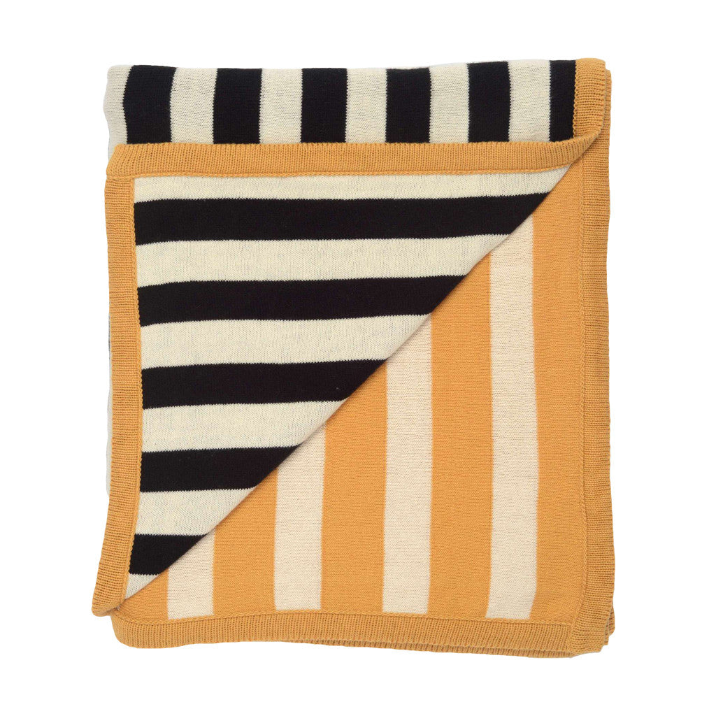 The Marigold-Black Dual Stripe Throw