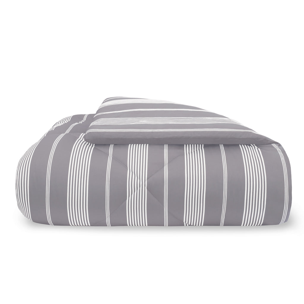 Grey and White Striped Comforter | The Marina Grey Comforter – Crane ...