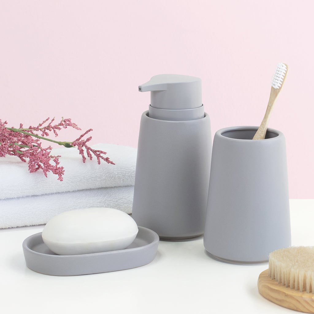 The Modern Matte Light Grey Ceramic Bath Accessories