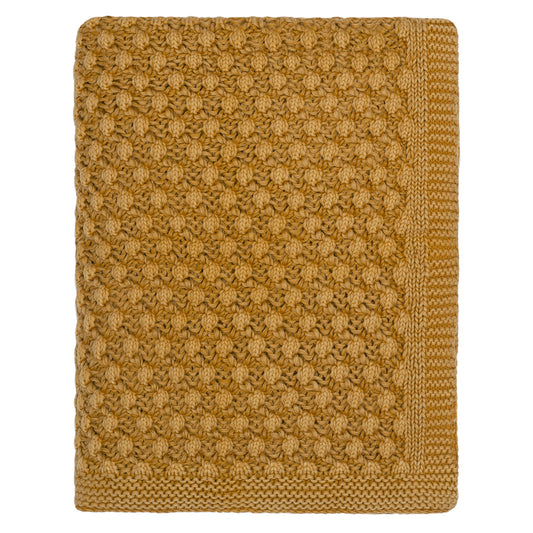 Mustard Bubble Knit Throw