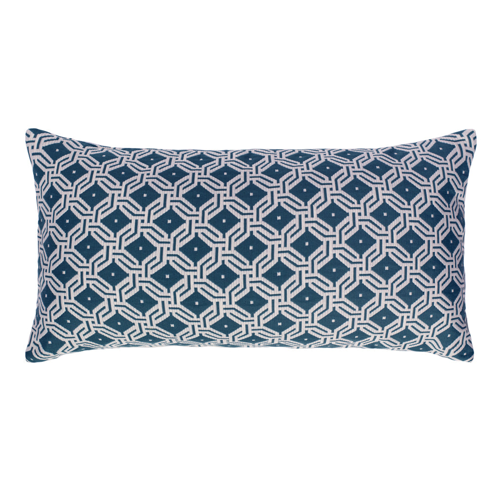 The Midnight Blue and White Diamond Circlet Throw Pillow