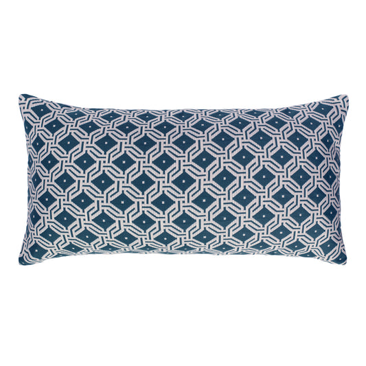 Midnight Blue and White Diamond Circlet Throw Pillow