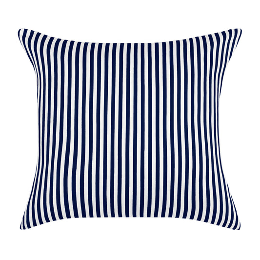 Navy Blue Striped Square Throw Pillow