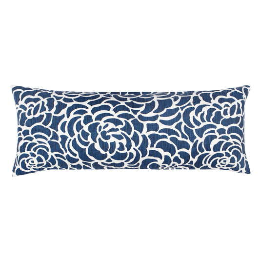 The Navy Peony Extra Long Lumbar Throw Pillow