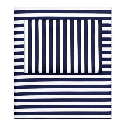 Navy Blue Striped Sheet Set (Fitted, Flat, & Pillow Cases)