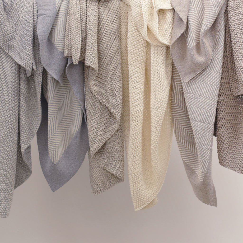 Light Grey Knotted Throw