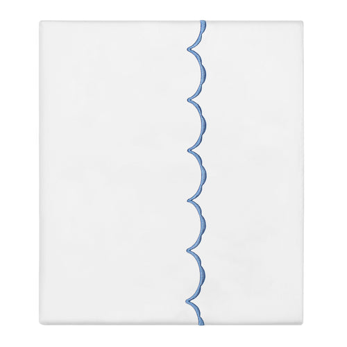 Capri Blue Wavelet Embroidered Flat Sheet