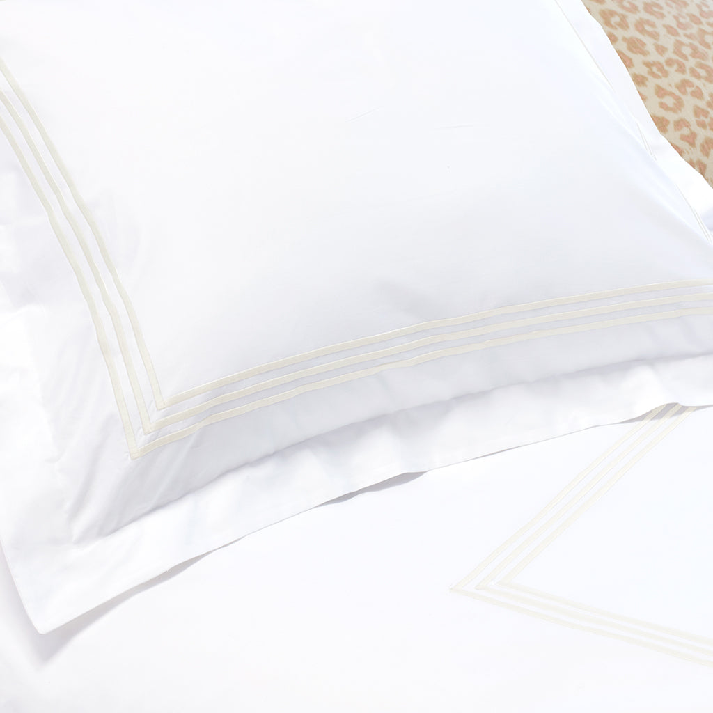 Octavia Ivory Embroidered Percale Duvet Cover