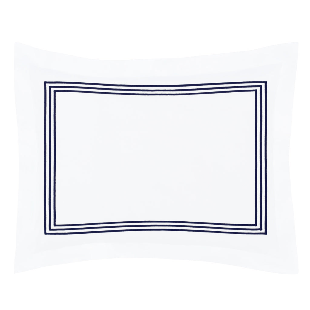 Octavia Navy Embroidered Percale Sham