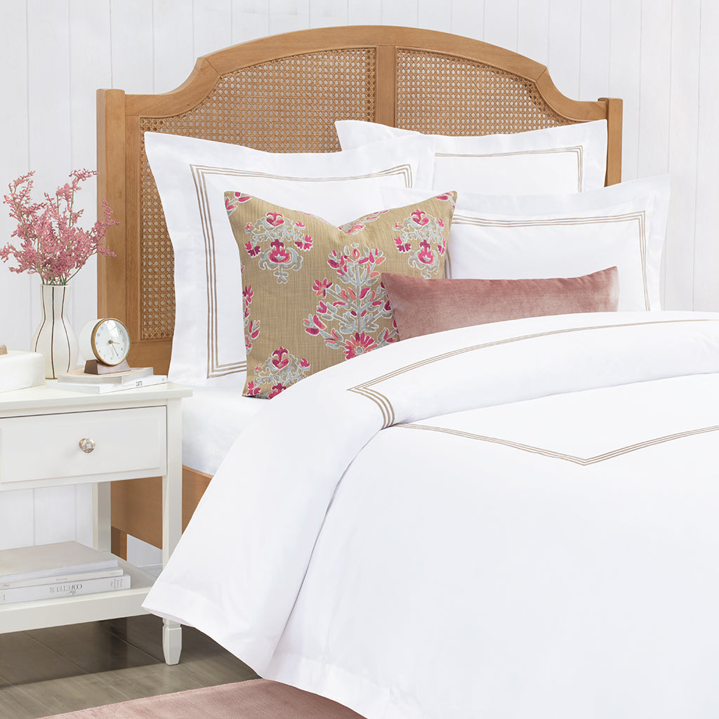 Octavia Taupe Embroidered Percale Euro Sham