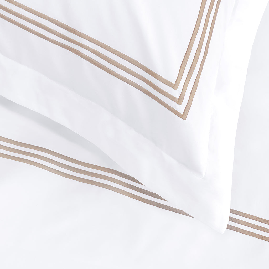 Octavia Taupe Embroidered Percale Euro Sham