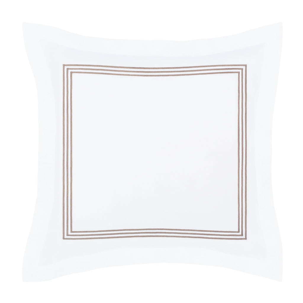 Octavia Taupe Embroidered Percale Euro Sham