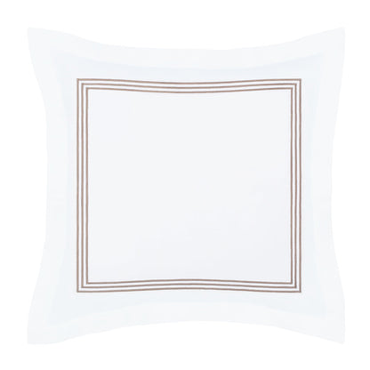 Octavia Taupe Embroidered Percale Euro Sham