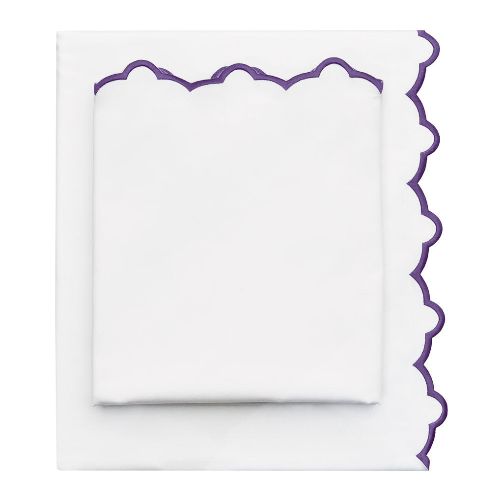 The Purple Scalloped Embroidered Sheet Set