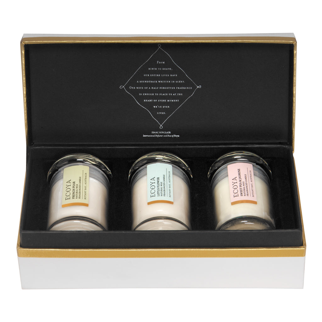 Soy Candle Mini Sampler Set (French Pear, Lotus Flower, and Sweet Pea & Jasmine)